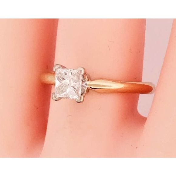 14k Princess Diamond Wedding Engagement Ring 14K Gold size 6,7,8 - Picture 8 of 12